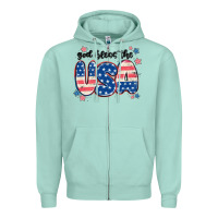Seafoam god bless america Zipper Hoodie - MaliasSmallBusiness