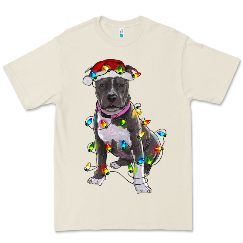 Pitbull With Christmas Lights Premium Tee by RanaPortraitStore | Teevron