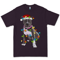 Plum Pitbull With Christmas Lights Premium Tee - RanaPortraitStore