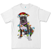 White Pitbull With Christmas Lights Premium Tee - RanaPortraitStore