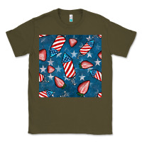 Army Green 4th uf july strawberries seamless pattern Classic Tee - BundleAndBundleShop