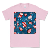 Bubblegum Pink 4th uf july strawberries seamless pattern Classic Tee - BundleAndBundleShop