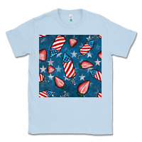 Dusty Blue 4th uf july strawberries seamless pattern Classic Tee - BundleAndBundleShop