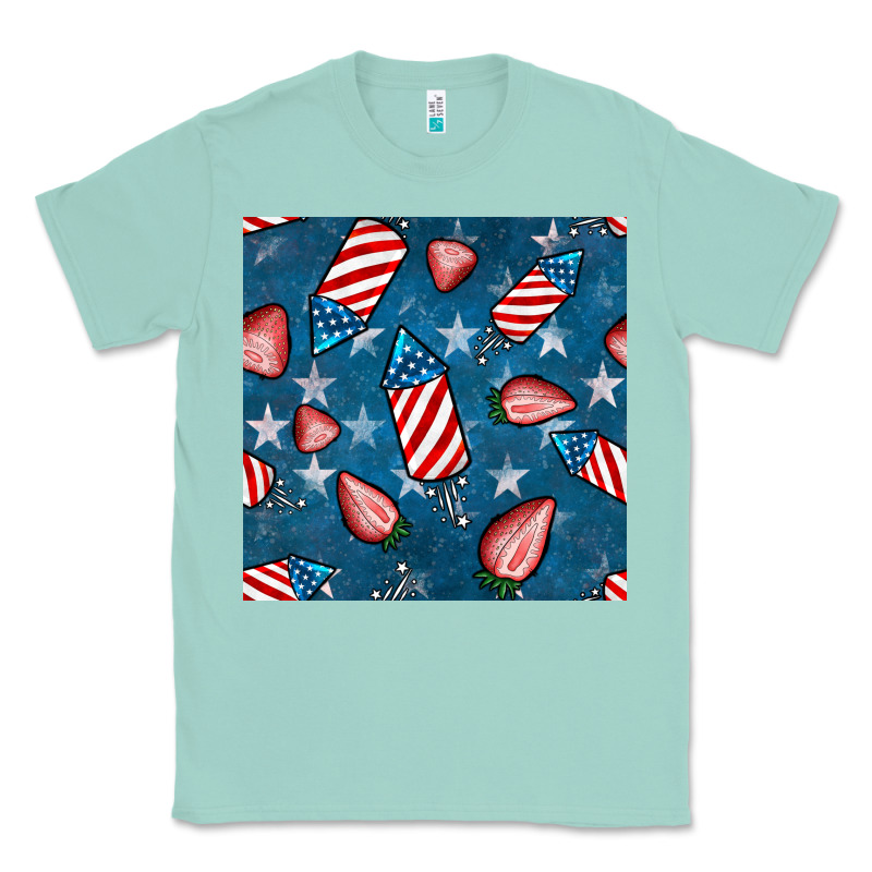 4th Uf July Strawberries Seamless Pattern Classic Tee by BundleAndBundleShop | Teevron