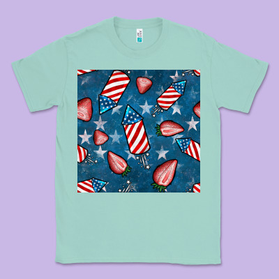 4th Uf July Strawberries Seamless Pattern Classic Tee Designed By Bundleandbundleshop