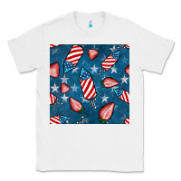 White 4th uf july strawberries seamless pattern Classic Tee - BundleAndBundleShop