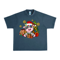 Midnight Navy little cute christmas cow Urban Heavy Tee - AdoDesignShop