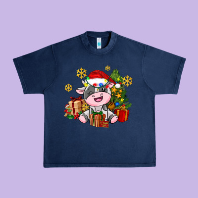 Little Cute Christmas Cow Urban Heavy Tee Designed By Adodesignshop