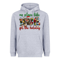 Heather Grey no place like for the holiday Heavyweight Hoodie - MaliasSmallBusiness
