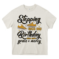 Cream stepping into my birthday with god s grace and mer Heavy Core Tee - MaliasSmallBusiness