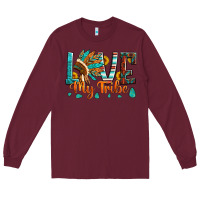 Burgundy love my tribe native american indian headdress Long Sleeve Tee - Artiststas