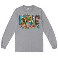 Heather Grey love my tribe native american indian headdress Long Sleeve Tee - Artiststas