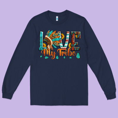 Love My Tribe Native American Indian Headdress Long Sleeve Tee Designed By Artiststas