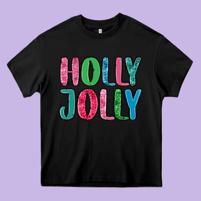 Holly Jolly Heavy Core Tee Designed By Maliassmallbusiness