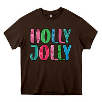 Chocolate Brown holly jolly Heavy Core Tee - MaliasSmallBusiness