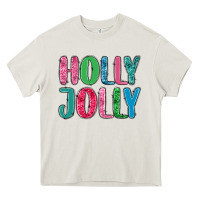 Cream holly jolly Heavy Core Tee - MaliasSmallBusiness