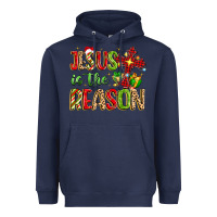 Navy jesus is the reason Heavyweight Hoodie - MaliasSmallBusiness