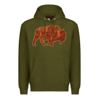 Army Green Bison Silhouette Red Skull Premium Hoodie - Bettercallsaul