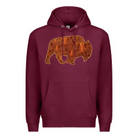 Burgundy Bison Silhouette Red Skull Premium Hoodie - Bettercallsaul