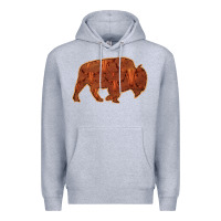 Heather Grey Bison Silhouette Red Skull Premium Hoodie - Bettercallsaul