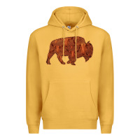 Mustard Bison Silhouette Red Skull Premium Hoodie - Bettercallsaul