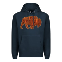 Navy Bison Silhouette Red Skull Premium Hoodie - Bettercallsaul