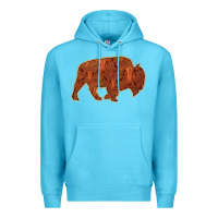 Bison Silhouette Red Skull Premium Hoodie | Teevron