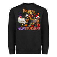 Black Happy Hallothanksmas Chick Heavyweight Sweatshirt - BundleAndBundleShop