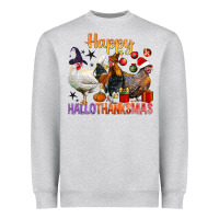 Heather Grey Happy Hallothanksmas Chick Heavyweight Sweatshirt - BundleAndBundleShop
