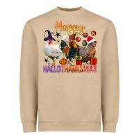 Mushroom Happy Hallothanksmas Chick Heavyweight Sweatshirt - BundleAndBundleShop