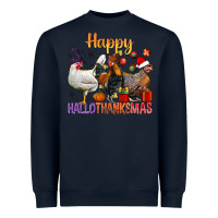 Navy Happy Hallothanksmas Chick Heavyweight Sweatshirt - BundleAndBundleShop