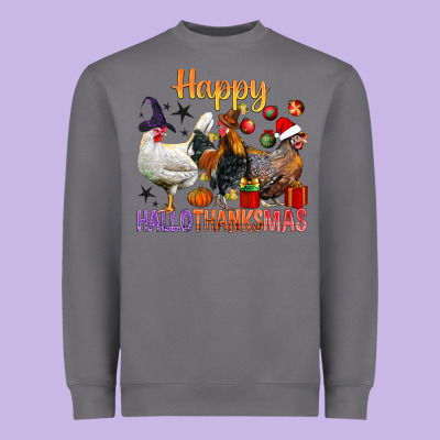 Happy Hallothanksmas Chick Heavyweight Sweatshirt Designed By Bundleandbundleshop