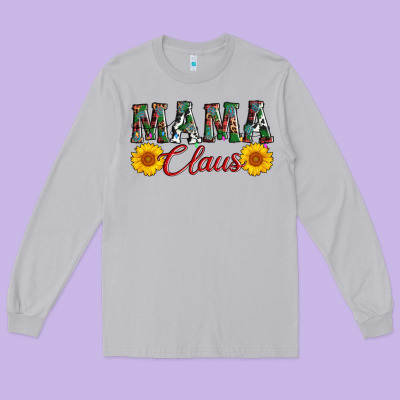 Mama Claus Long Sleeve Tee Designed By Adodesignshop