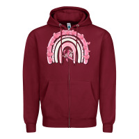 Burgundy breast cancer  rainbow Zipper Hoodie - MaliasSmallBusiness