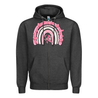 Charcoal Heather breast cancer  rainbow Zipper Hoodie - MaliasSmallBusiness