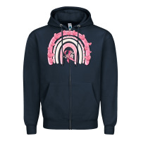 Navy breast cancer  rainbow Zipper Hoodie - MaliasSmallBusiness