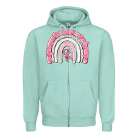 Seafoam breast cancer  rainbow Zipper Hoodie - MaliasSmallBusiness