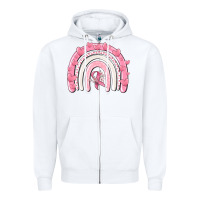 White breast cancer  rainbow Zipper Hoodie - MaliasSmallBusiness
