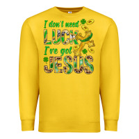 Lemon I Don't Need Luck I've Got Jesus St. Patricks Premium Sweatshirt - BundleAndBundleShop