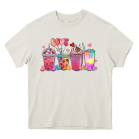 Cream love coffee cups Heavy Core Tee - MaliasSmallBusiness