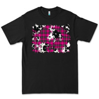 Black Pink Christmas Plaid Cowhide Pattern Background Premium Tee - RanaPortraitStore