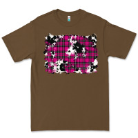 Cacao Pink Christmas Plaid Cowhide Pattern Background Premium Tee - RanaPortraitStore