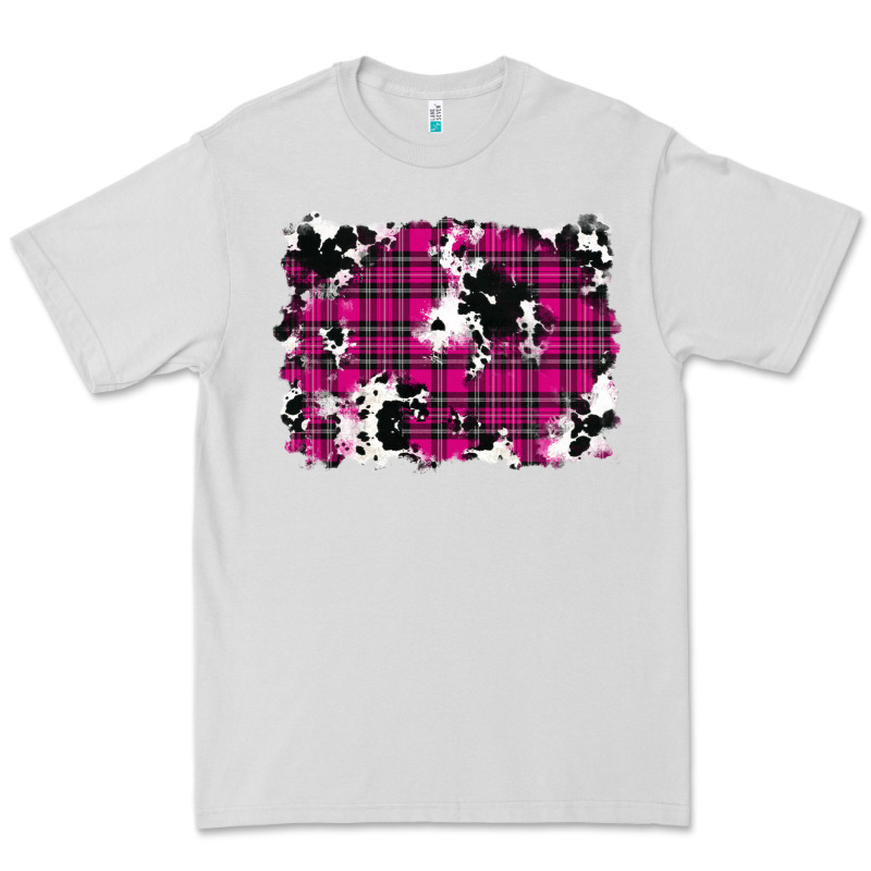 Pink Christmas Plaid Cowhide Pattern Background Premium Tee by RanaPortraitStore | Teevron