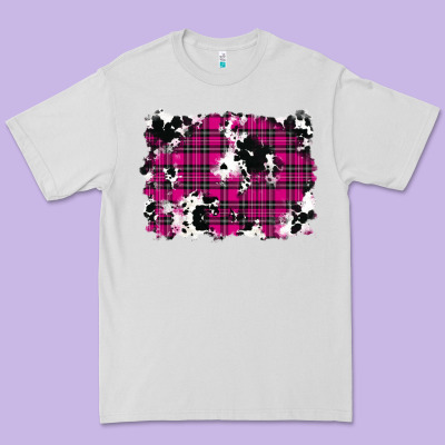 Pink Christmas Plaid Cowhide Pattern Background Premium Tee Designed By Ranaportraitstore