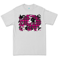 Dove Grey Pink Christmas Plaid Cowhide Pattern Background Premium Tee - RanaPortraitStore