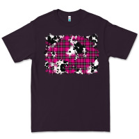 Plum Pink Christmas Plaid Cowhide Pattern Background Premium Tee - RanaPortraitStore