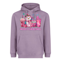 Lavender merry christmas snowman coffee cups Heavyweight Hoodie - MaliasSmallBusiness