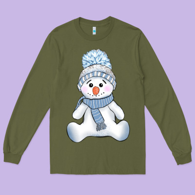 Winter Snowman Long Sleeve Tee Designed By Adodesignshop