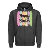 Charcoal Heather happy easter Zipper Hoodie - MaliasSmallBusiness