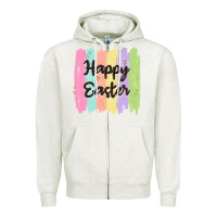 Oatmeal Heather happy easter Zipper Hoodie - MaliasSmallBusiness